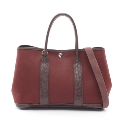 エルメス HERMES ガーデンパーティTPM 2WAY トートバッグ バッグ キャンバス レザー トワルオフィシエ / ブッフル トワルオフィシエ ハバナ □I刻印(2005年製造) レディース ブラウン系 【中古】