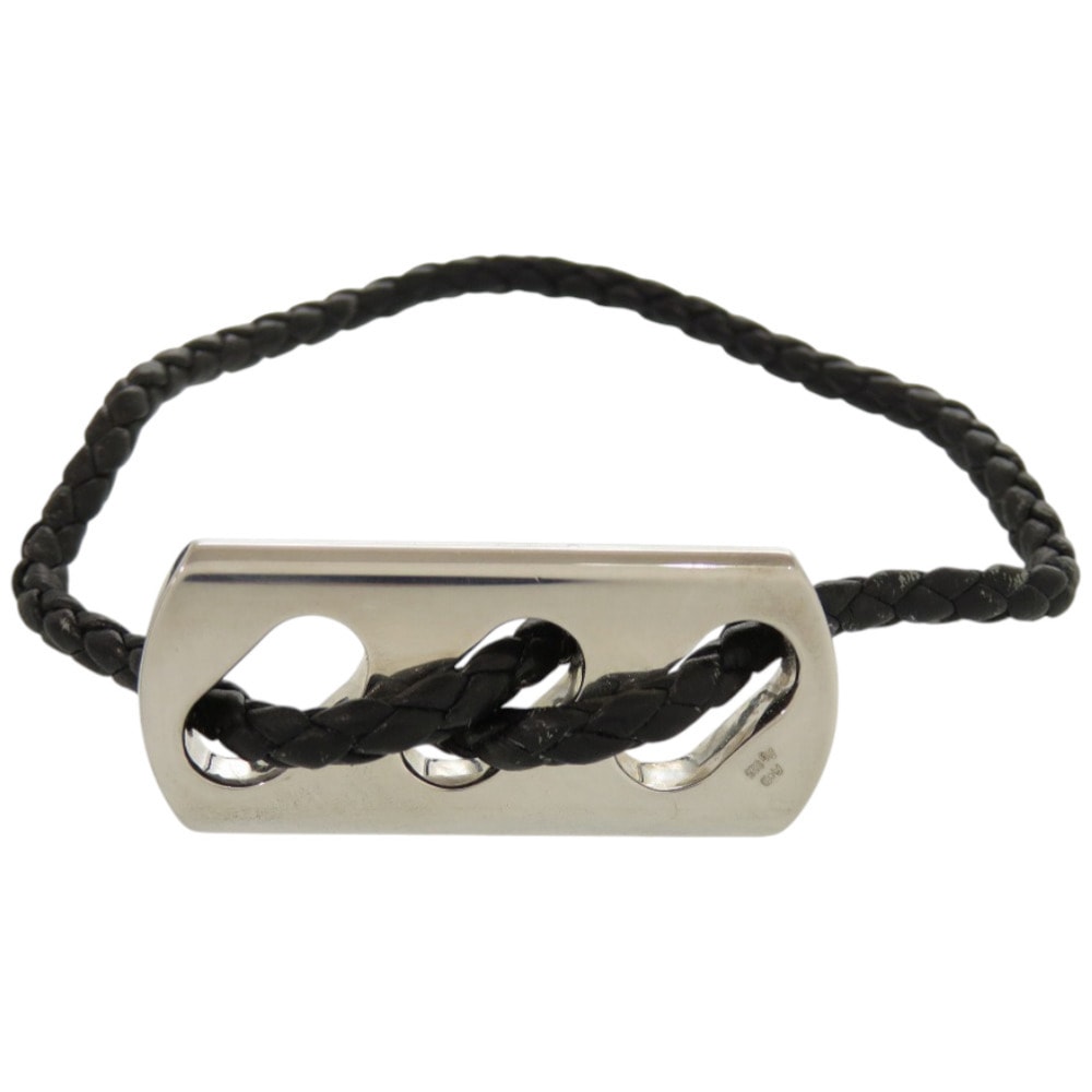 エルメス     レザー シルバー925 ブラック   ブレスレッ