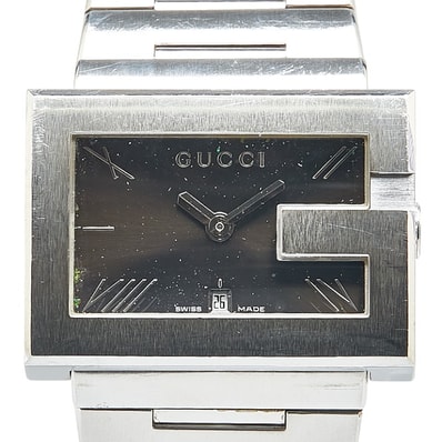 グッチ 腕時計 100M クオーツ ブラック文字盤 ステンレススチール メンズ GUCCI 【中古】