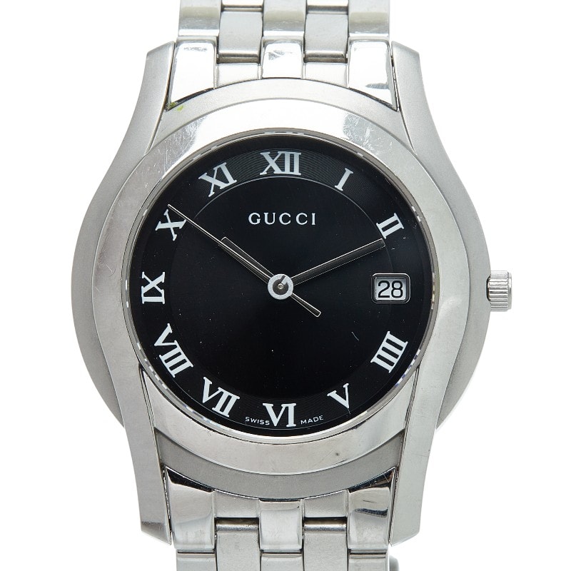 グッチ Gクラス 腕時計 5500M クオーツ ブラック文字盤 ステンレススチール メンズ GUCCI 【中古】