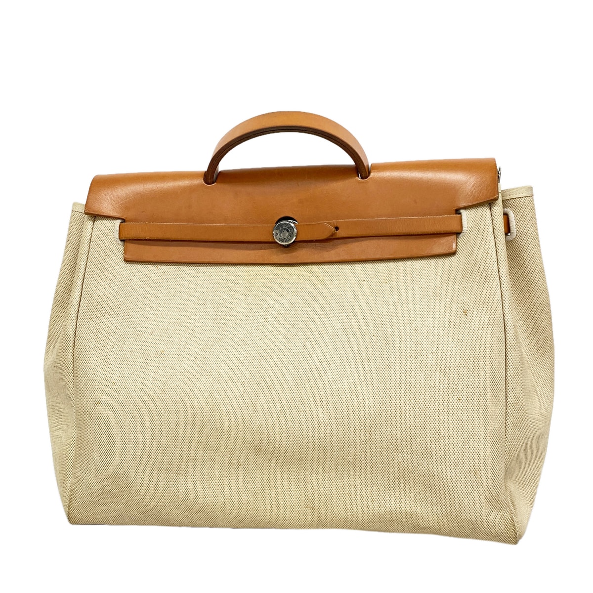 ★最終価格★SALE【6id5355】エルメス ハンドバッグ エールバックMM トワルアッシュ ナチュラル シルバー金具 □D刻印【中古】メンズ レディース ユニセックス