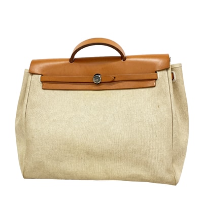 ★最終価格★SALE【6id5355】エルメス ハンドバッグ エールバックMM トワルアッシュ ナチュラル シルバー金具 □D刻印【中古】メンズ レディース ユニセックス