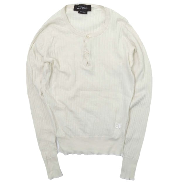 WALES BONNER x JOHN SMEDLEY ウェールズボナー ジョンスメドレー 26SS 別注 イギリス製 NILE JUMPER リブ編み ヘンリーネックニット XS IVORY セーター ユニセックス トップス g28384