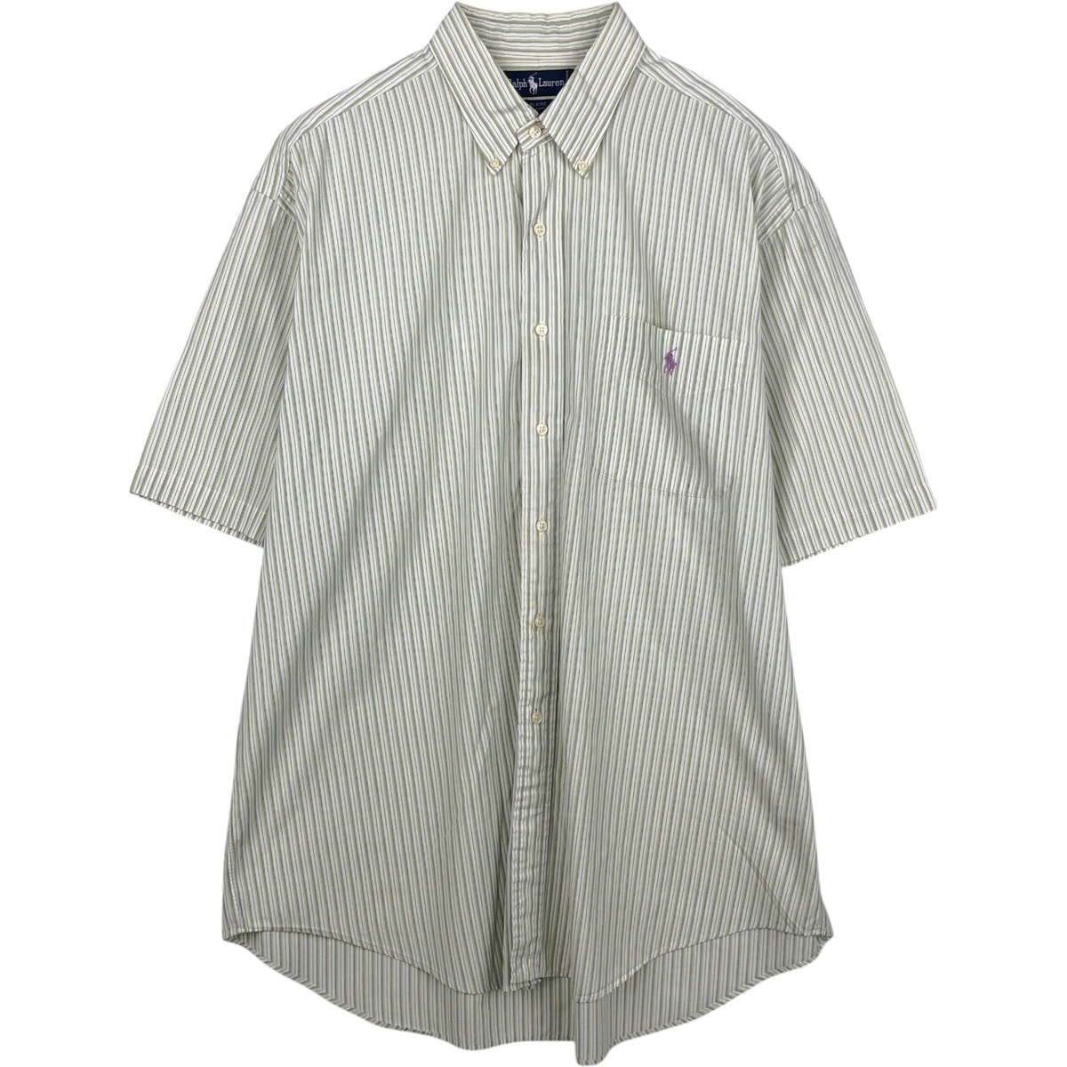 古着 ラルフローレン Ralph Lauren BLAIRE マルチストライプ 半袖 ボタンダウン ストライプシャツ メンズXL相当/eaa655853