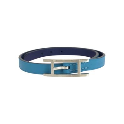 美品 HERMES エルメス ビーアピ ドゥブルトゥール ライトブルー ネイビー シルバー金具 ヴォースイフト メタル/ ブレスレット 男女兼用 T2刻印 506102 【中古】