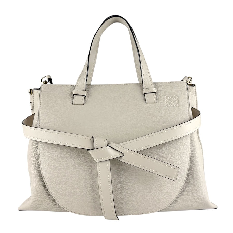 ロエベ LOEWE ハンドバッグ ショルダーバッグ ゲート トップハンドル レザー ライトベージュ レディース【中古】 z8257