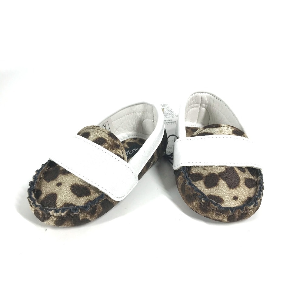 ドルガバ DOLCE&GABBANA レオパード 豹柄 ヒョウ BABY 靴 シューズ 靴 ベビーシューズ シルク ブラウン 未使用
