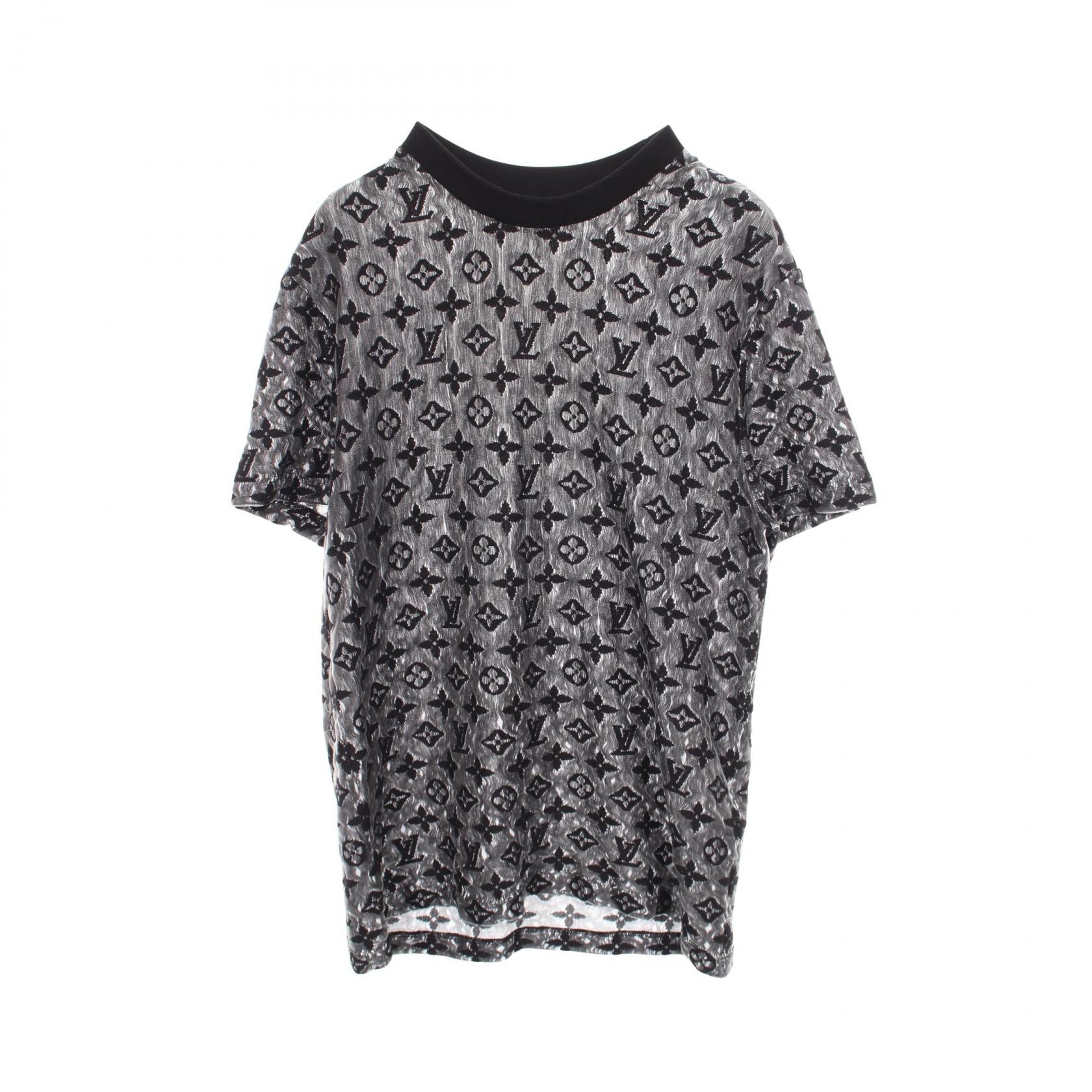 ルイ・ヴィトン LOUIS VUITTON モノグラム シースルー 半袖Tシャツ 衣料品 トップス コットン グレー メンズ ブラック系 / グレー系 RM222 NK9 HNY72W 【中古】