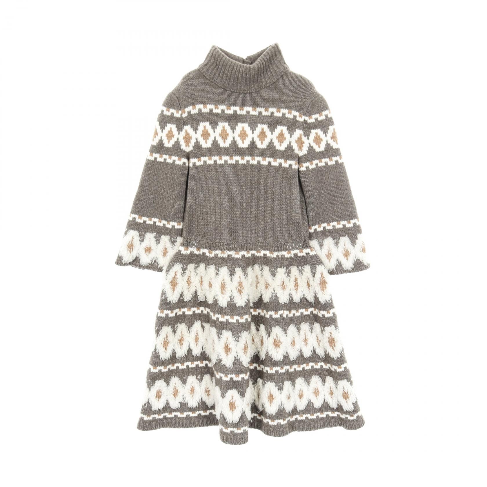 シャネル CHANEL グリポアボタン ワンピース 衣料品 トップス ウール ヤク / カシミヤ レディース グレー系 / ホワイト系 / ブラウン系 【中古】