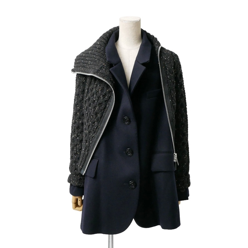 ■美品■Sacai サカイ ジャケット サイズ1 2WAY ドッキング ニット ブランド古着【中古】20251230/RA7005