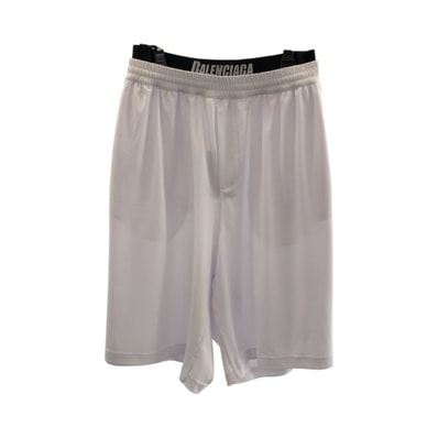 美品 BALENCIAGA バレンシアガ ロゴメッシュ サイズS ホワイト ブラック 黒 ポリエステル ハーフパンツ ショートパンツ 506333 【中古】