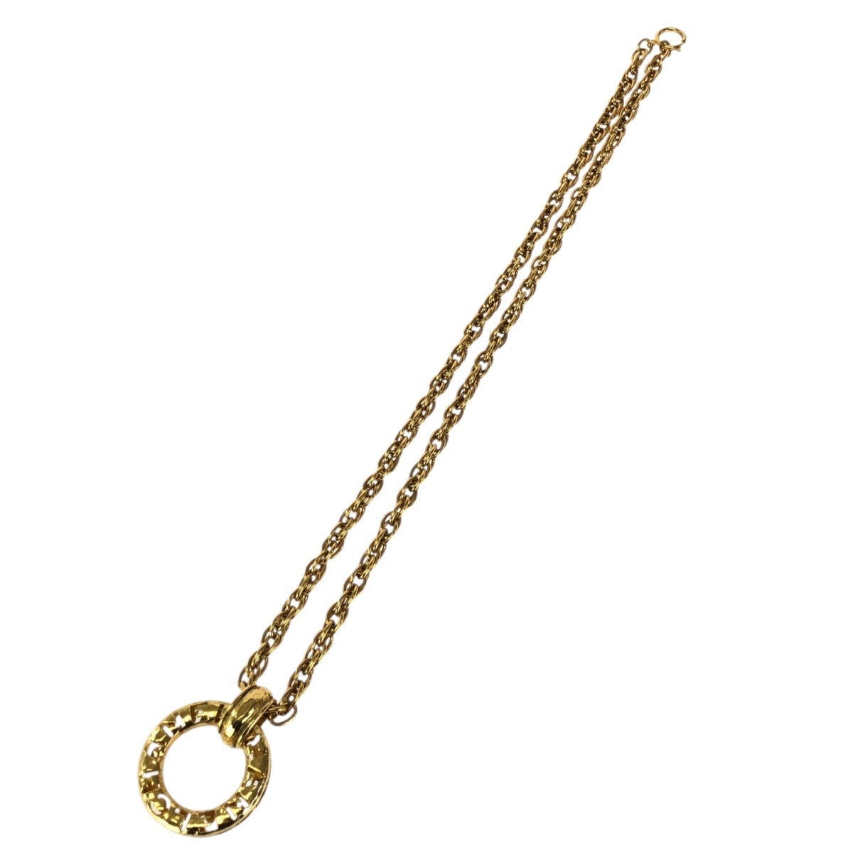 美品 CHANEL シャネル ヴィンテージ サークルロゴ ココマーク ゴールド メッキ ネックレス 3765刻印 601764 【中古】