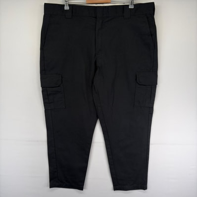 古着 ディッキーズ Dickies パンツ ワーク カーゴ ワンポイント ストレート ジッパーフライ w42 L34 ブラック系 メンズ