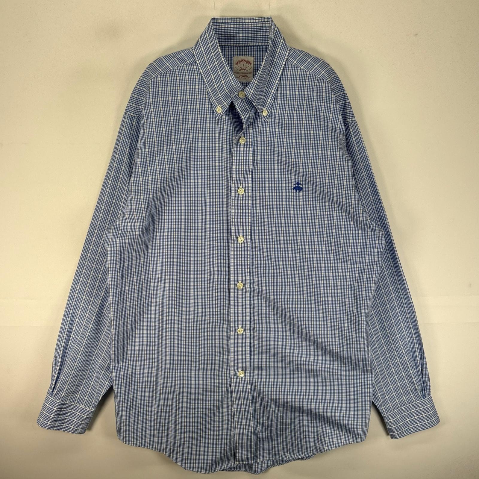 古着 ブルックスブラザーズ Brooks Brothers 長袖シャツ ボタンダウン ワンポイント 346 S  ブルー系 チェック メンズ