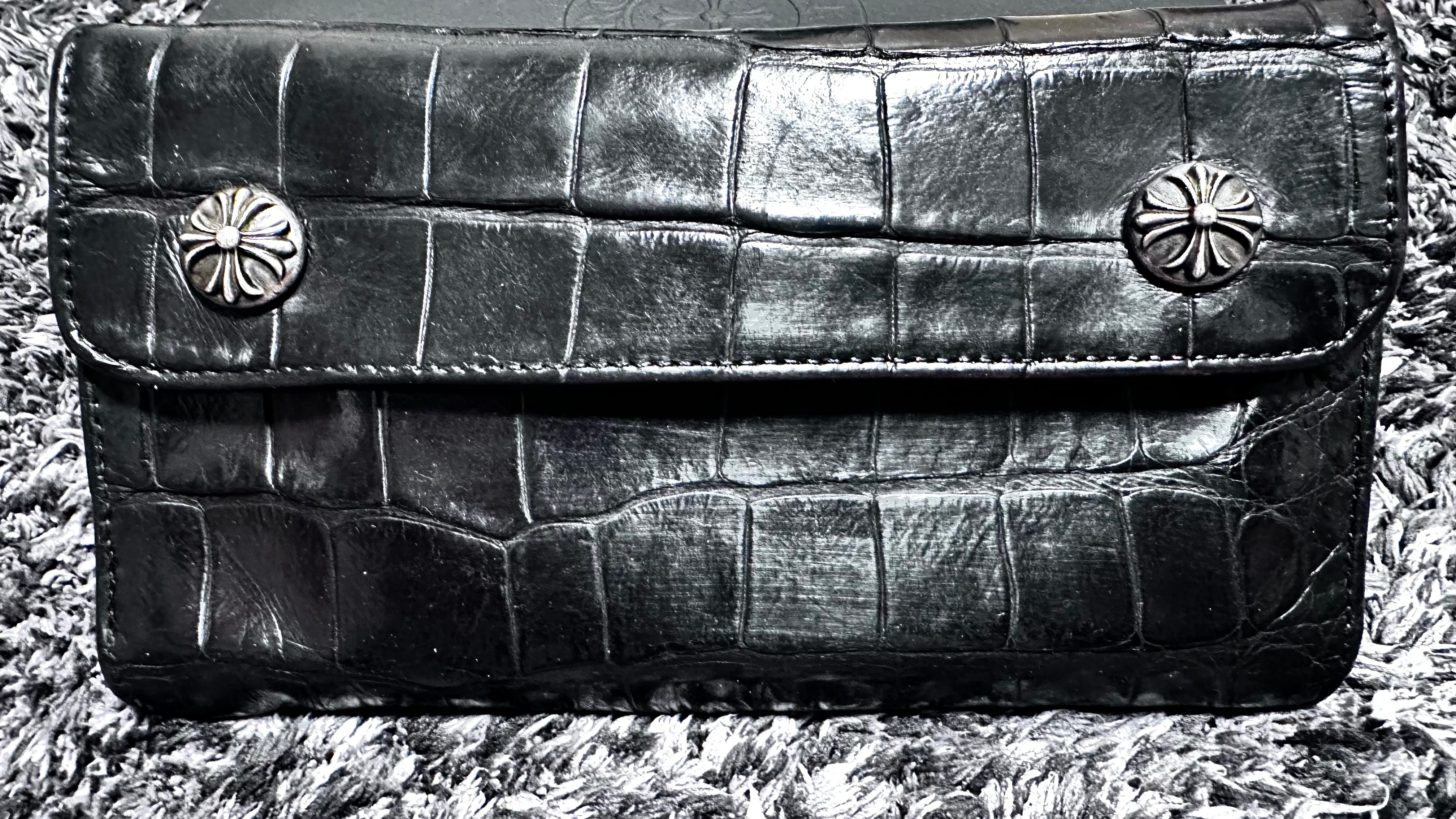 クロムハーツ ウェーブ ヘビー レザー "ブラック"