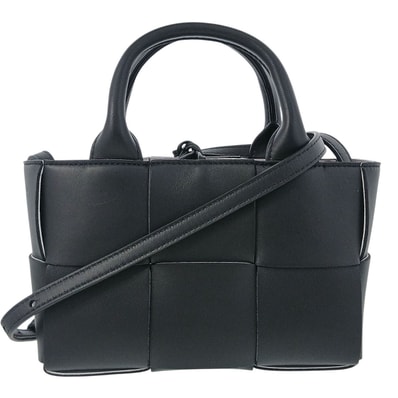 BOTTEGAVENETA ボッテガヴェネタ キャンディ アルコ トートバッグ ショルダーバッグ 729029 レザー ブラック ホワイト レディース【中古】