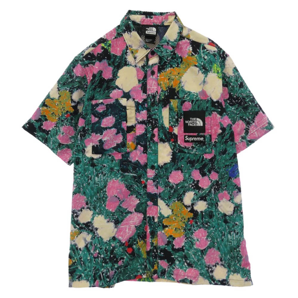 Supreme シュプリーム THE NORTH FACE ノースフェイス 22SS The North Face Trekking S/S Shirt ノースフェイス トレッキング ショートスリーブ 半袖 シャツ フラワー ブラック系【美品】【中古】