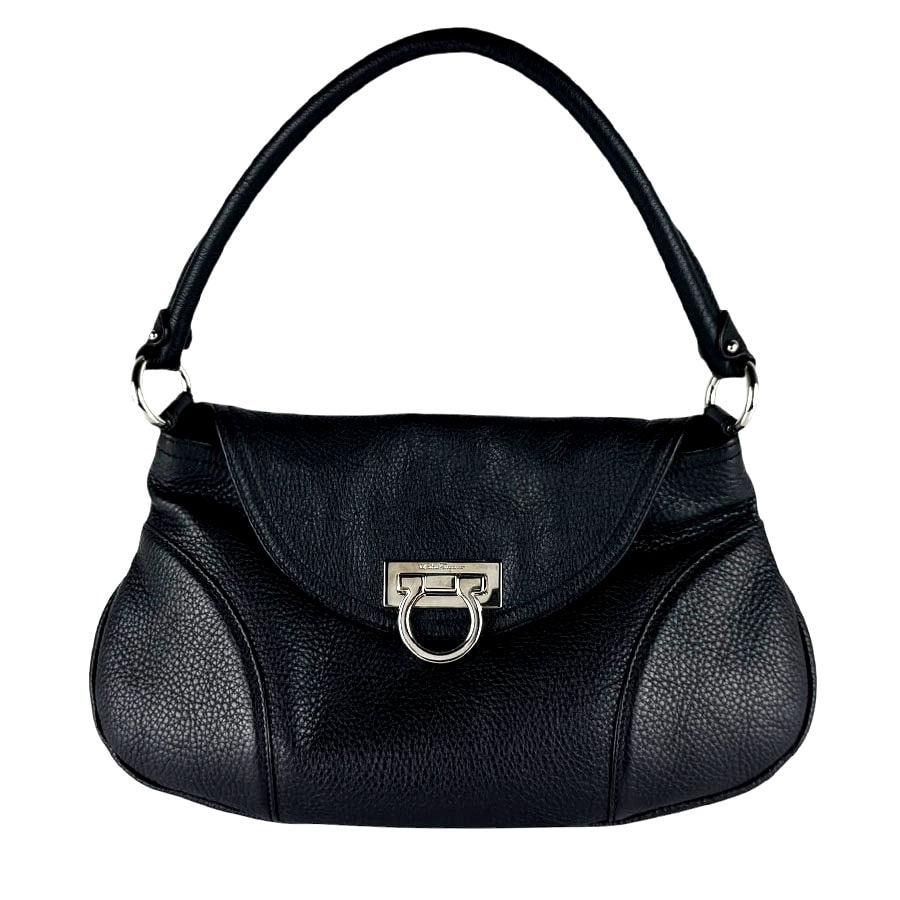 サルヴァトーレフェラガモ Salvatore Ferragamo ハンドバッグ ガンチーニ レザー ブラック レディース【中古】 z10435