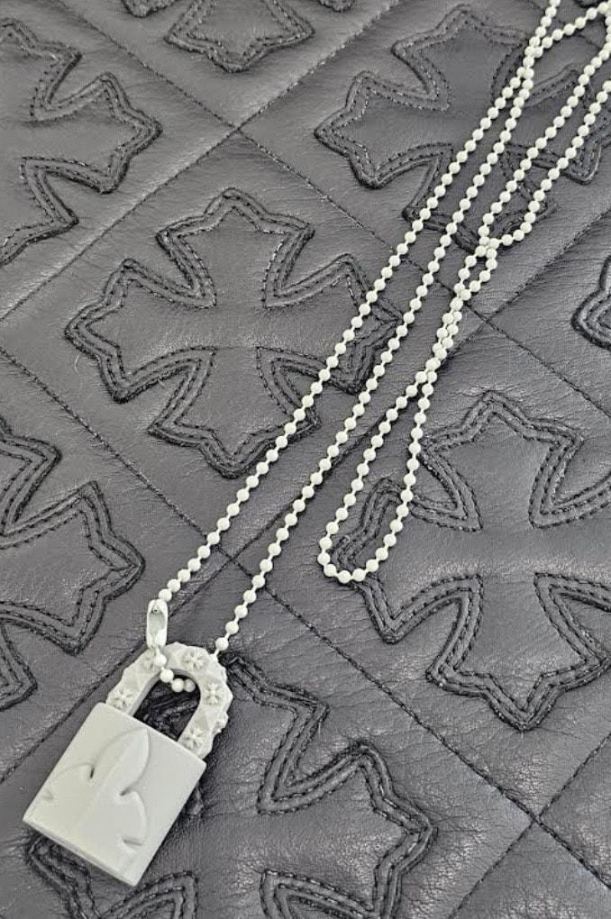 Chrome Hearts Rubber Padlock Fleur Knee Silicone Necklace "Grey"