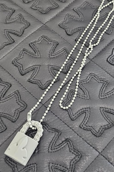 Chrome Hearts Rubber Padlock Fleur Knee Silicone Necklace "Grey"