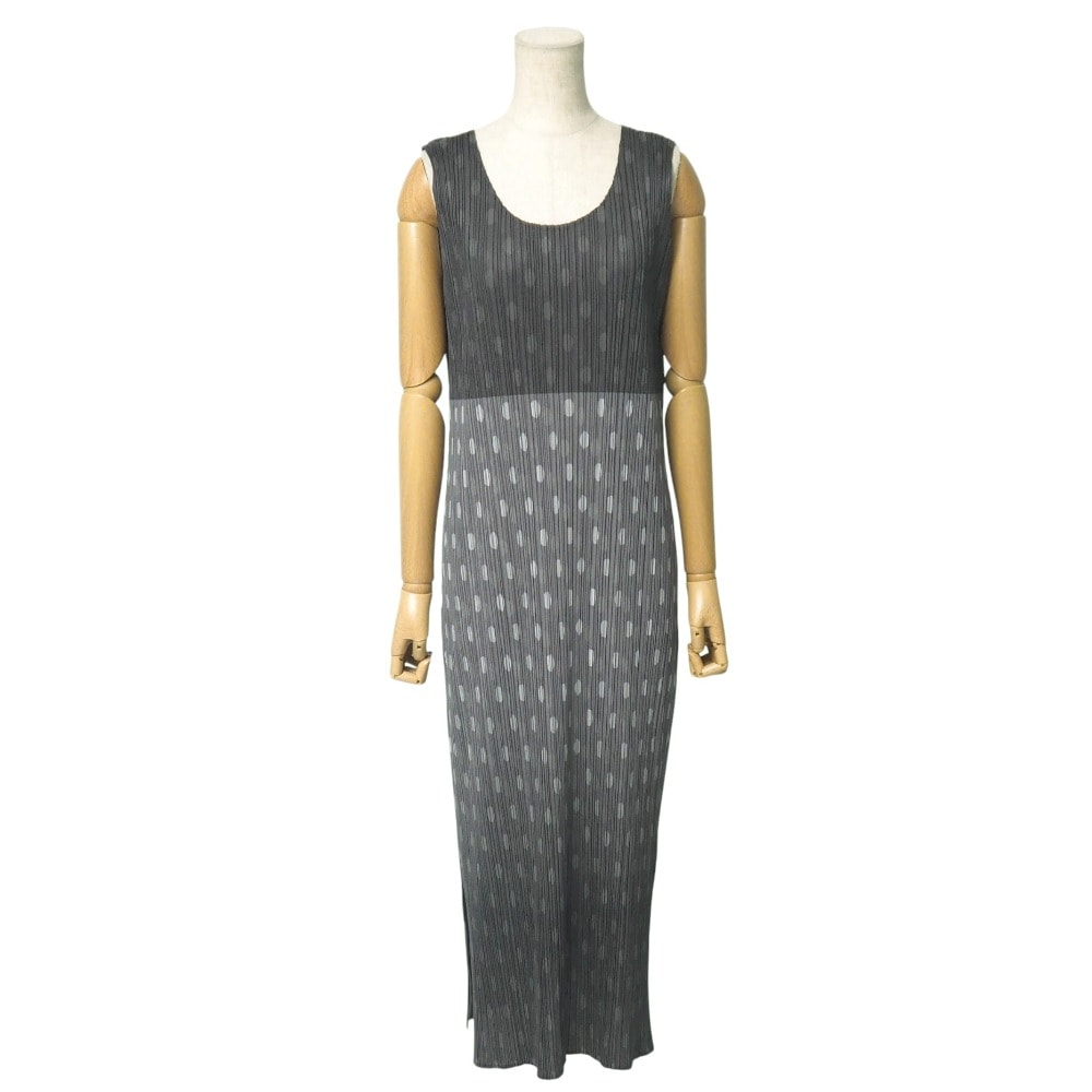 ■美品■PLEATS PLEASE ISSEY MIYAKE プリーツプリーズ イッセイミヤケ ワンピース サイズ3 プリーツ ノースリーブ ドット【おすすめ】 ブランド古着【中古】20250612/RA5125