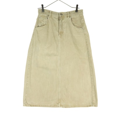美品 ZARA ザラ コットン ミモレ丈 デニムスカート S ベージュ系