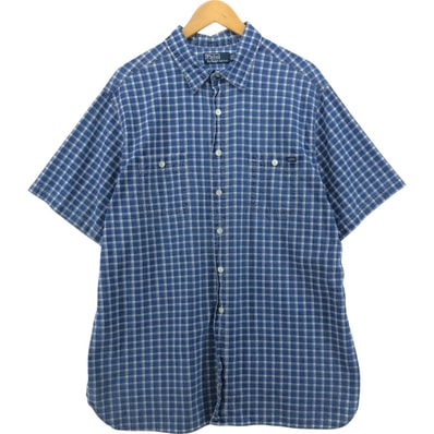 古着 ラルフローレン Ralph Lauren POLO by Ralph Lauren 半袖 コットン チェックシャツ メンズXXL相当/eaa560246