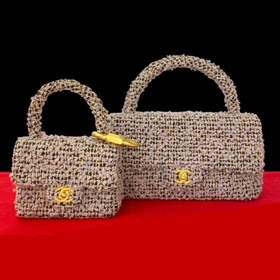 CHANEL シャネル 親子バッグ ココマーク レザー ツイード ハンドバッグ パープル
40955