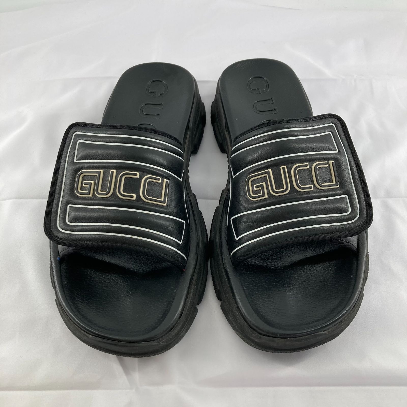 GUCCI(グッチ) ロゴ ラバー シャワーサンダル 574985 #EU44.5  ブラック