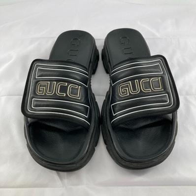 GUCCI(グッチ) ロゴ ラバー シャワーサンダル 574985 #EU44.5 ブラック