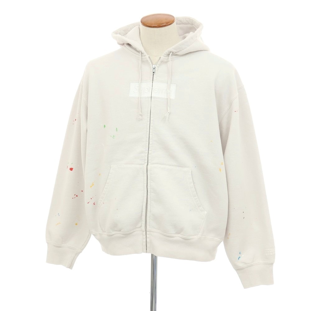 【中古】シュプリーム Supreme × MM6 Maison Margiela 2026年春夏 Box Logo Zip Up Hooded Sweatshirt パーカー グレーホワイト【サイズM】【メンズ】