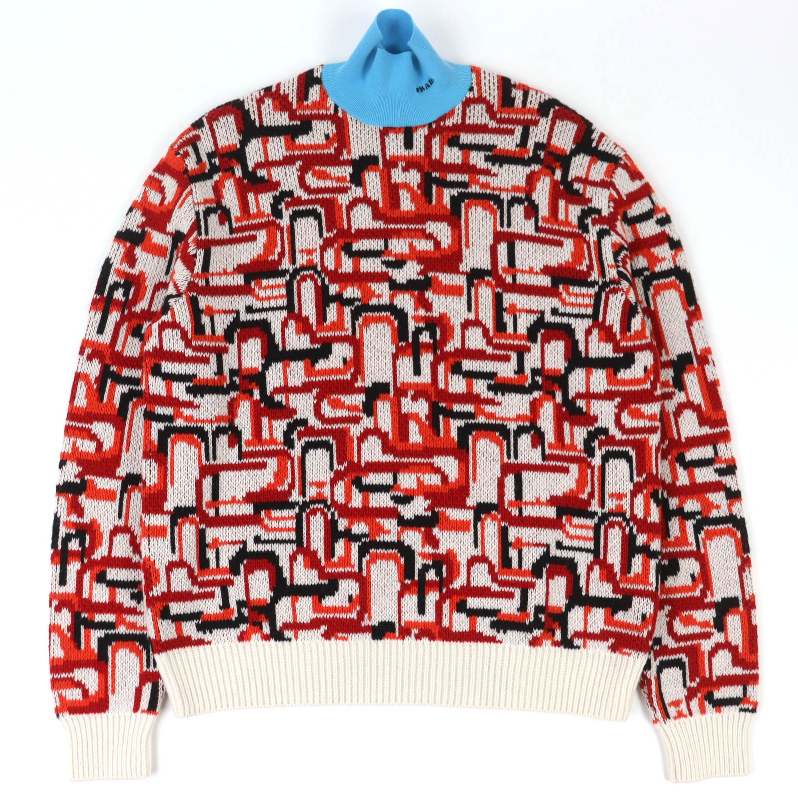 極美品 プラダ ニット レッド系 メンズ 48 UMR536 S222 1113