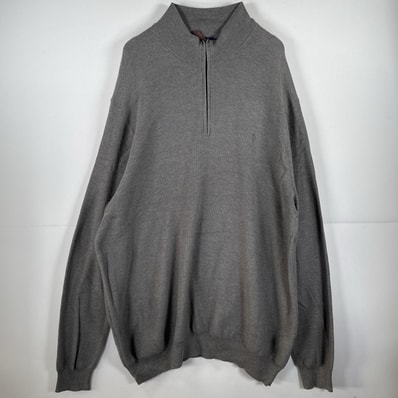 古着 ポロ・ラルフローレン POLO RALPH LAUREN 長袖 ニット ハーフジップ トレーナー セーター 大きいサイズ 4XLT グレー 無地 メンズ