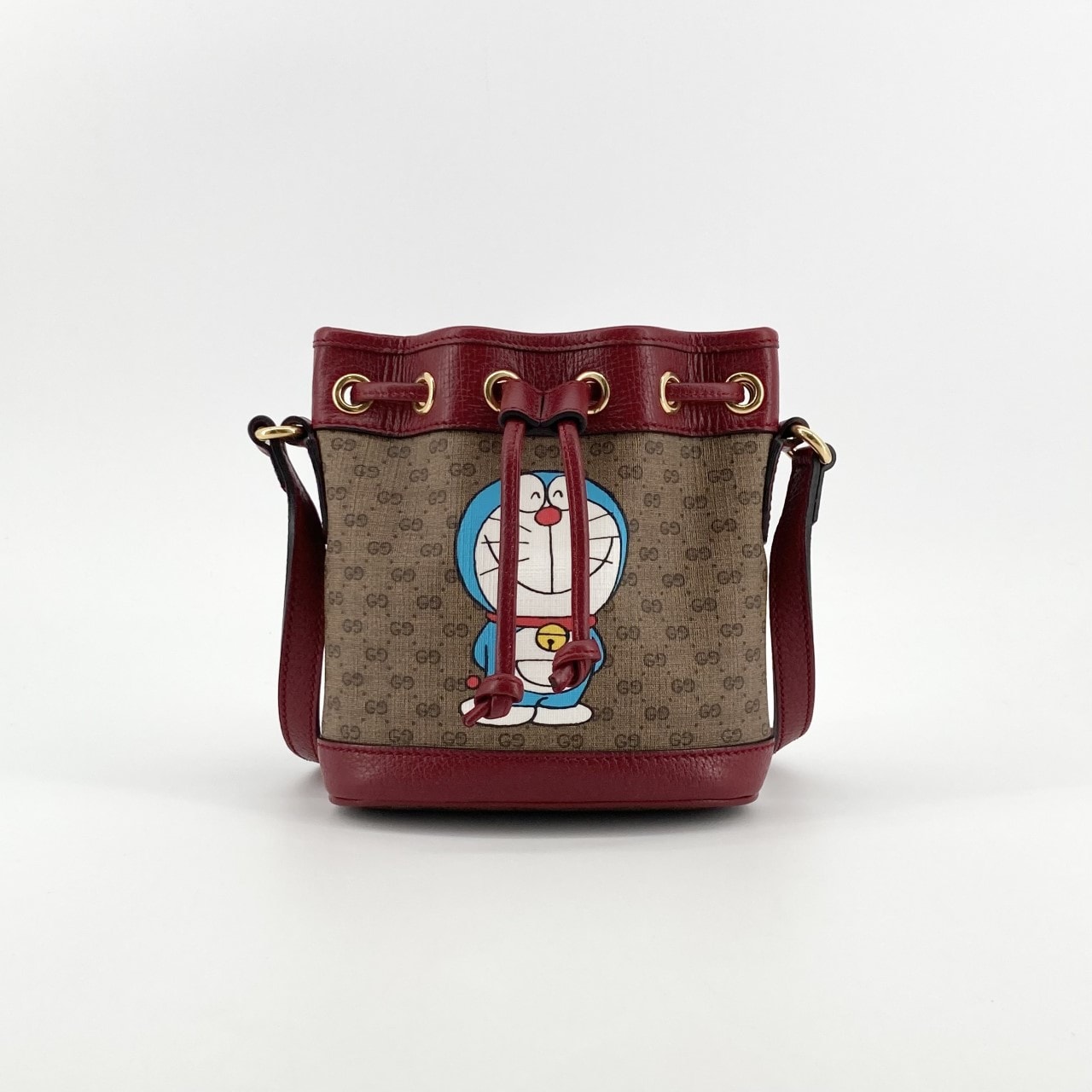 GUCCI(グッチ) ×ドラえもん GGスプリーム ミニバケット 647801 ショルダーバッグ ベージュ×レッド