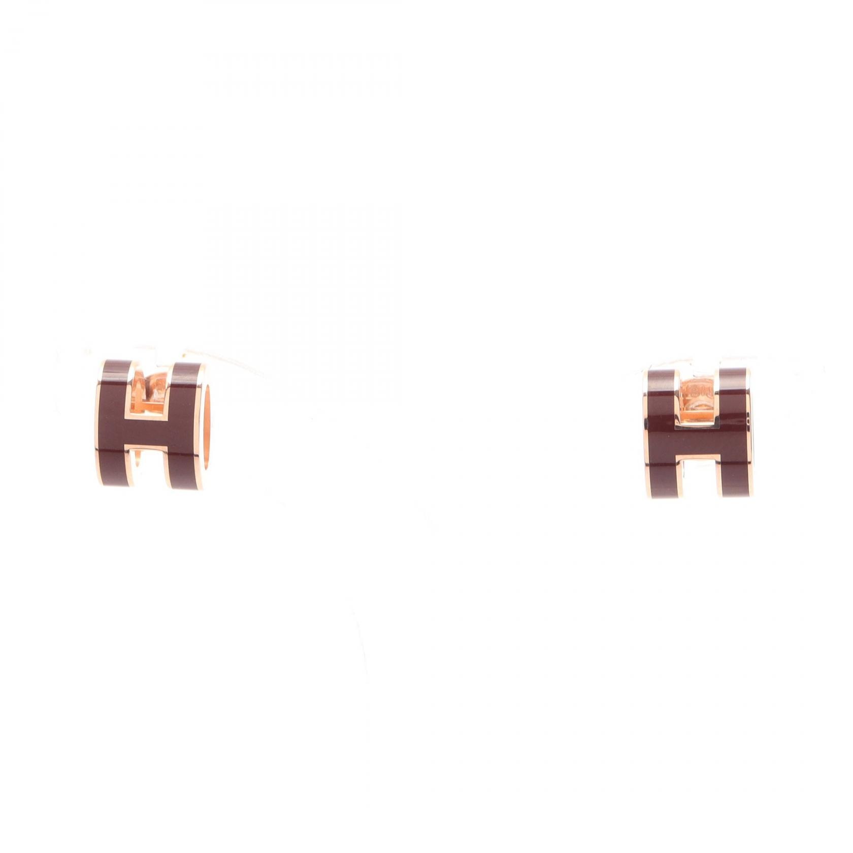 エルメス HERMES MINI POP H ミニポップアッシュ ルージュアッシュ ピアス ジュエリー GP(ゴールドメッキ) ボルドー レディース ゴールド系 / ボルドー系 【中古】