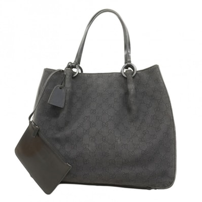 【6eb0567-k】グッチ トートバッグ 101920 デニム ブラック シルバー金具【中古】レディース