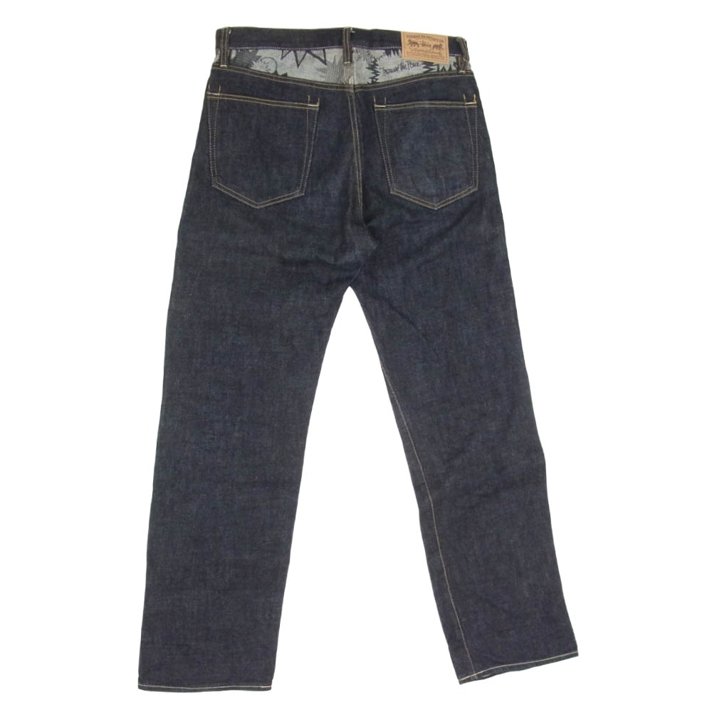 STUSSY ステューシー デニムパンツ 金タグ rough and rugged denim プリント切替 デニム パンツ インディゴブルー系 30【中古】