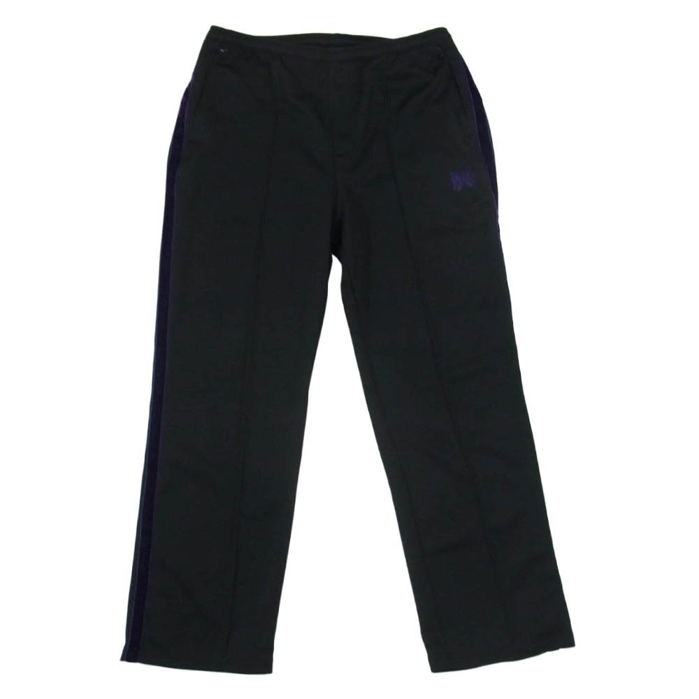 Needles ニードルス 18AW DI183 Side Line Center Seam Pant Poly Smooth ロゴ刺繡 サイドライン センターシーム ポリスムース トラックパンツ ブラック系 S【中古】