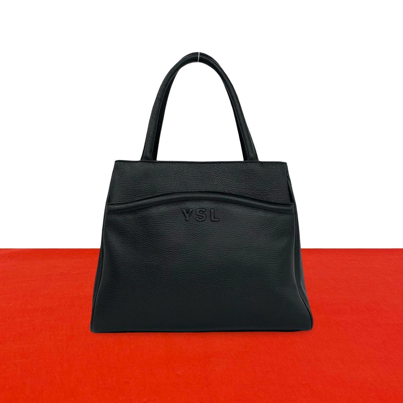 YVES SAINT LAURENT イヴ・サンローラン YSL ロゴ レザー ハンドバッグ ブラック
 28897
