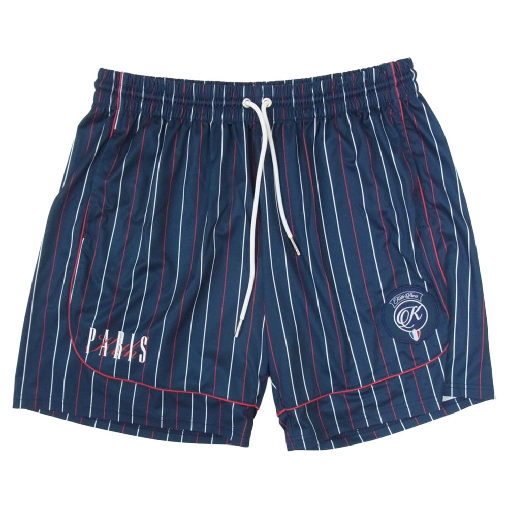 KITH キス ショートパンツ PARIS パリ ストライプ ハーフ ショーツ パンツ ネイビー系 XL【中古】
