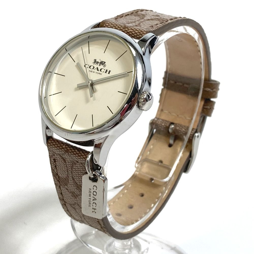 コーチ CA.117.7 シグネチャーベルト クォーツ 腕時計 SS シルバー
