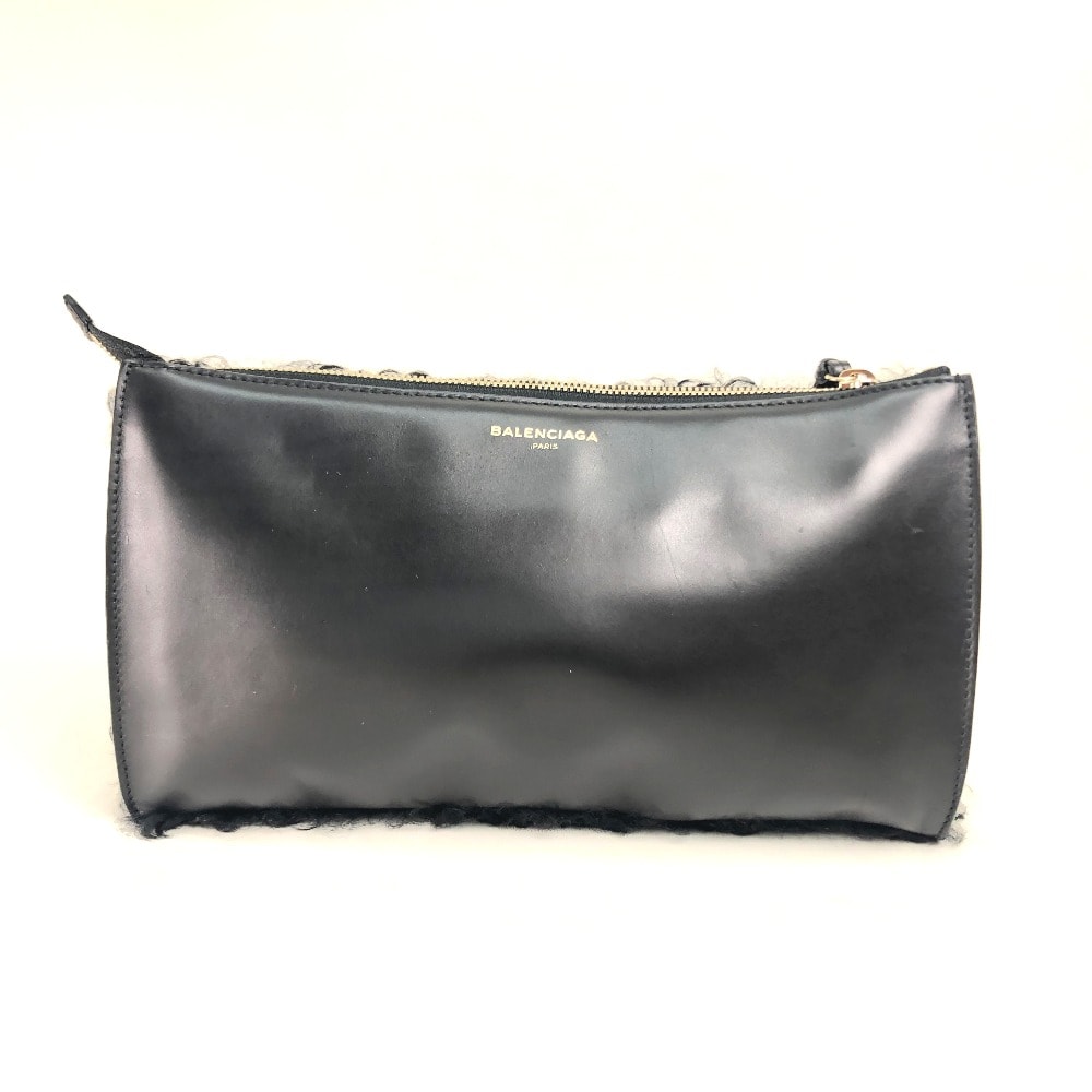 バレンシアガ BALENCIAGA ロゴ 347238 カバン セカンドバッグ クラッチバッグ ムートン ブラック