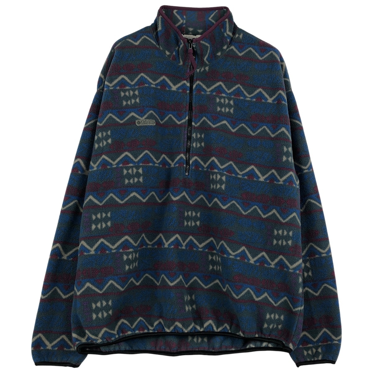 古着 90年代 コロンビア Columbia 白タグ 総柄 ハーフジップ フリースプルオーバー USA製 メンズXL相当 ヴィンテージ/eaa607900