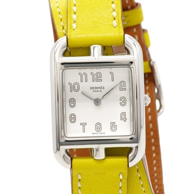 【6wgd0308】エルメス ケープコッド ドゥブルトゥール CC1.210 シルバー文字盤【中古】腕時計 レディース