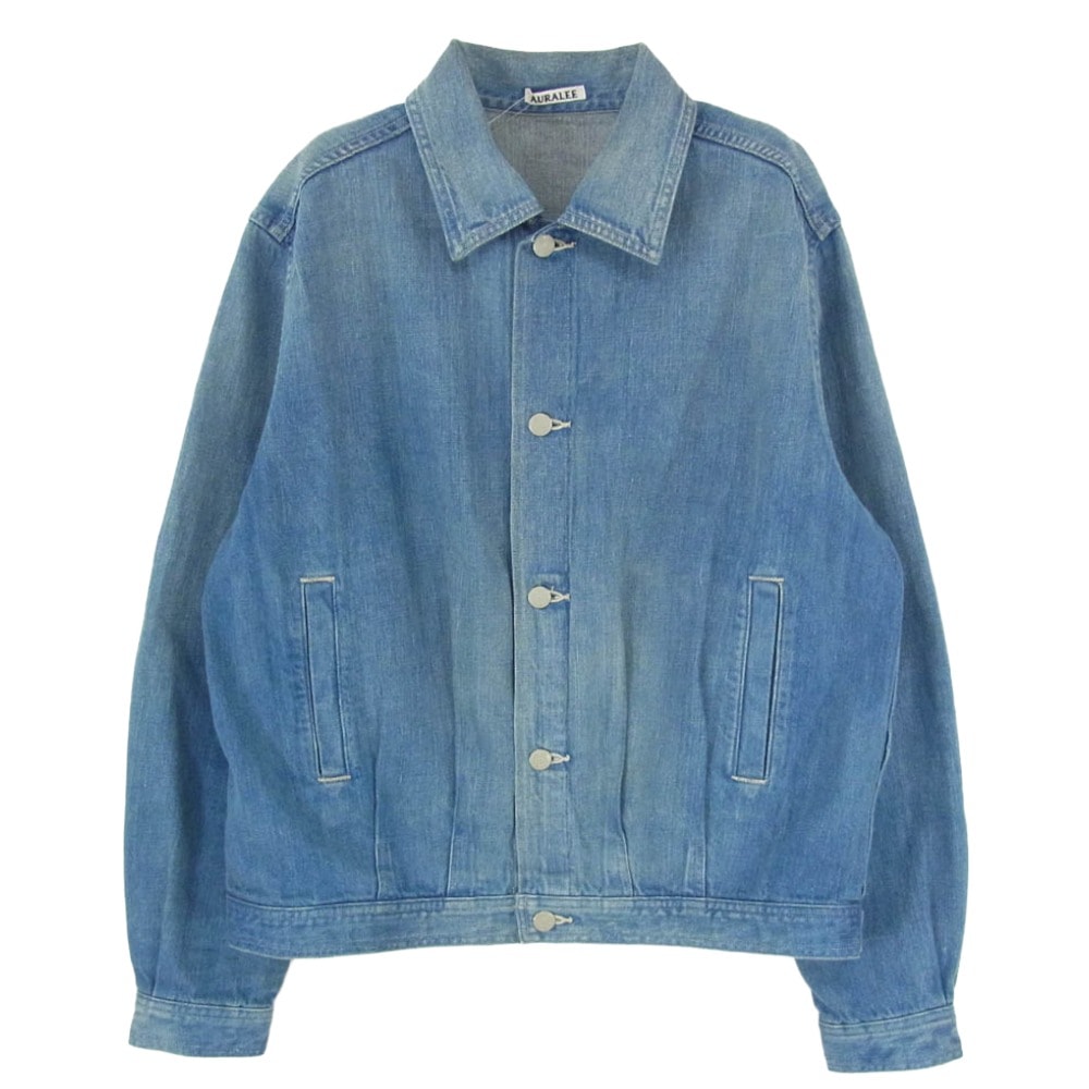 AURALEE オーラリー 25SS A25SB01DE SELVEDGE FADED LIGHT DENIM BLOUSON セルビッジ デニム ジャケット ブルゾン インディゴブルー系 4【中古】