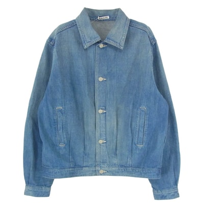 AURALEE オーラリー 25SS A25SB01DE SELVEDGE FADED LIGHT DENIM BLOUSON セルビッジ デニム ジャケット ブルゾン インディゴブルー系 4【中古】