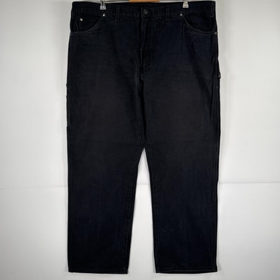 古着 ディッキーズ Dickies ワークパンツ ダック ペインターパンツ 作業着 ワンポイント ロゴ ストレート 大きいサイズ w44 L32 ブラック メンズ