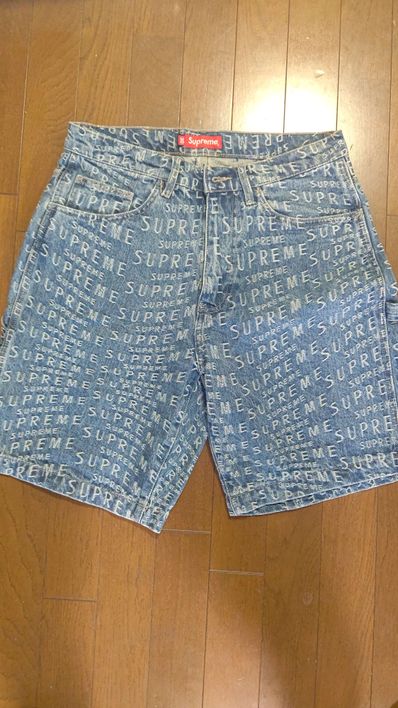 Supreme Warp Jacquard Logos Denim Painter Short "Blue"