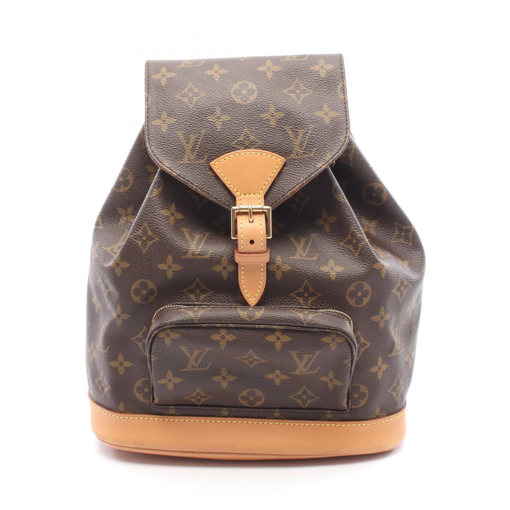 ルイ・ヴィトン LOUIS VUITTON モンスリMM モノグラム リュックサック バックパック バッグ PVCコーティングキャンバス レザー レディース ブラウン系 M51136 【中古】