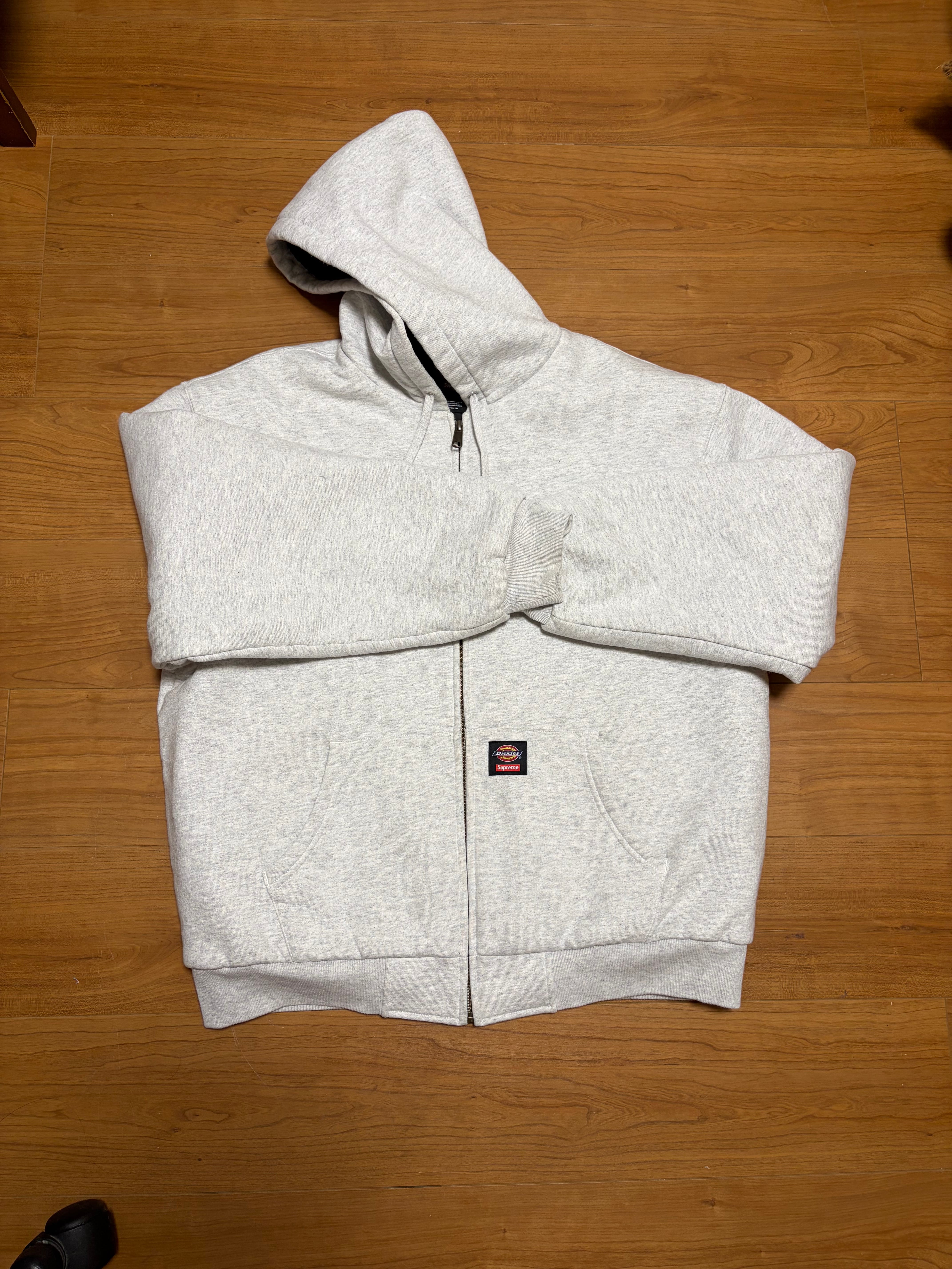 Supreme x Dickies Quilted Lined Zip Up Hooded Sweatshirt "Ash Grey"